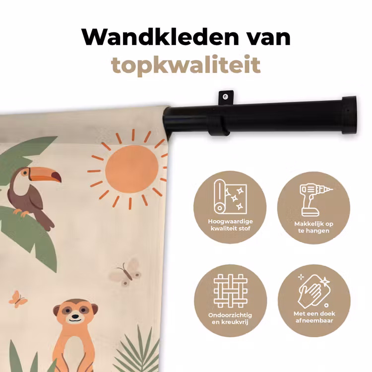 Dieren - Tropisch - Safari - Kleurrijk Wandkleed katoen klein -sfeer2