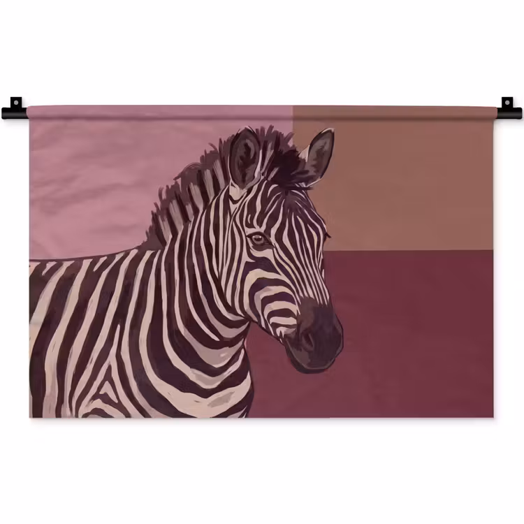 Dieren - Zebrahoofd - Wildlife - Modern - Bruin Wandkleed katoen klein -zz3d