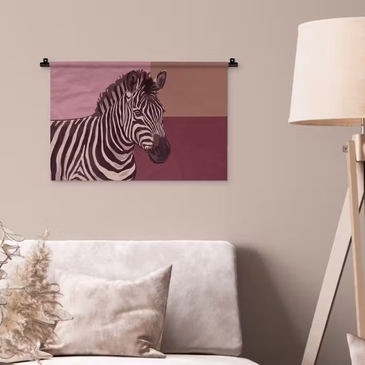 Dieren - Zebrahoofd - Wildlife - Modern - Bruin Wandkleed katoen klein -sfeer4