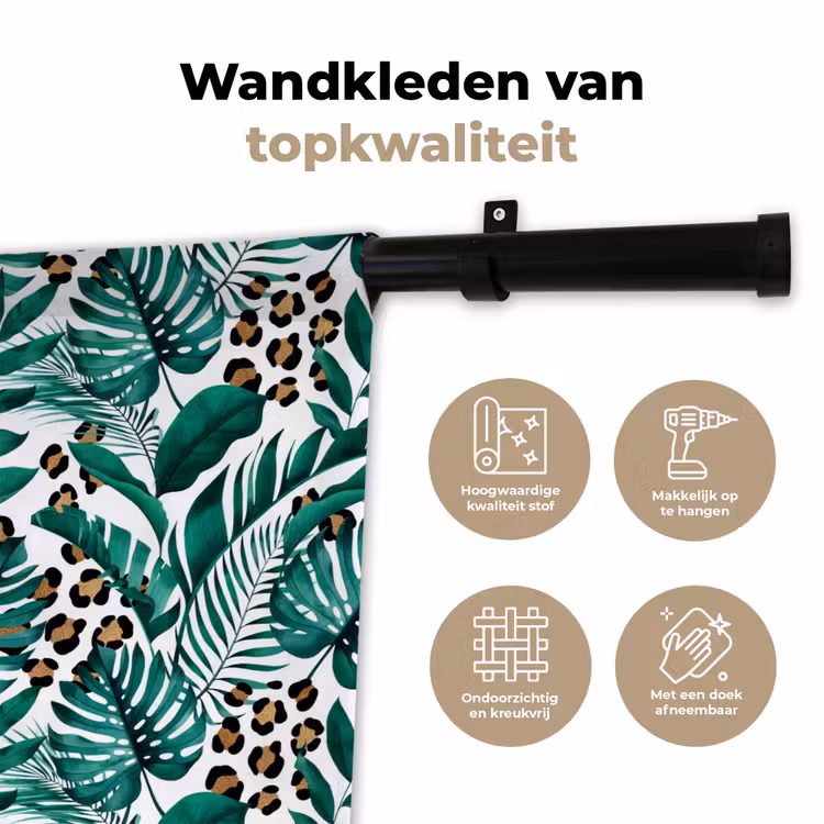 Dierenprint - Panter - Bladeren - Tropisch - Jungle Wandkleed katoen klein -sfeer2