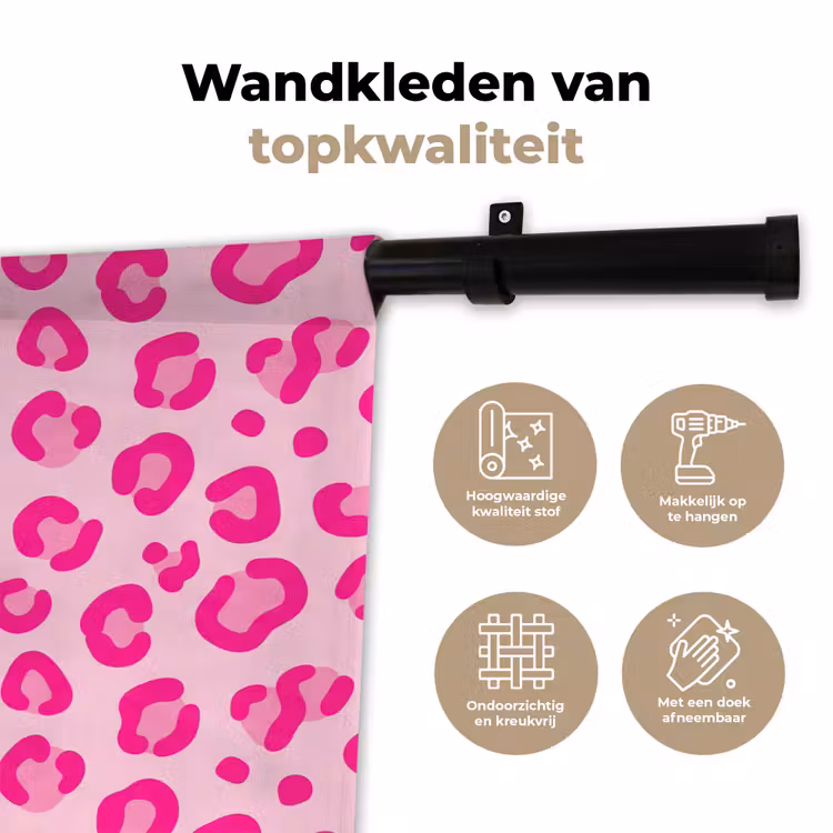 Dierenprint - Patroon - Abstract - Modern - Roze Wandkleed katoen klein -sfeer2