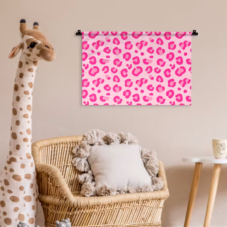 Dierenprint - Patroon - Abstract - Modern - Roze Wandkleed katoen klein -wsfeer5_kind