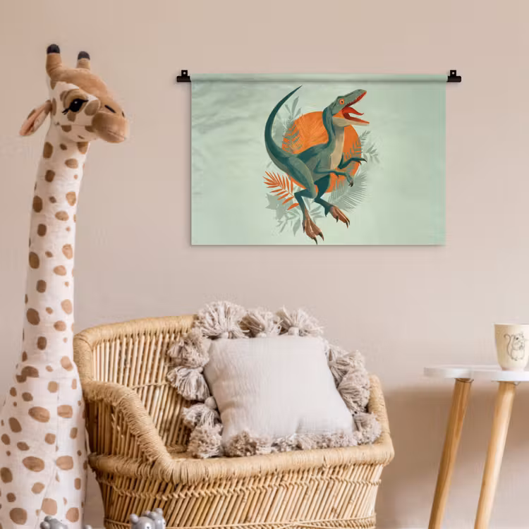 Dino - Bladeren - Grafisch - Groen Wandkleed katoen klein -wsfeer5_kind