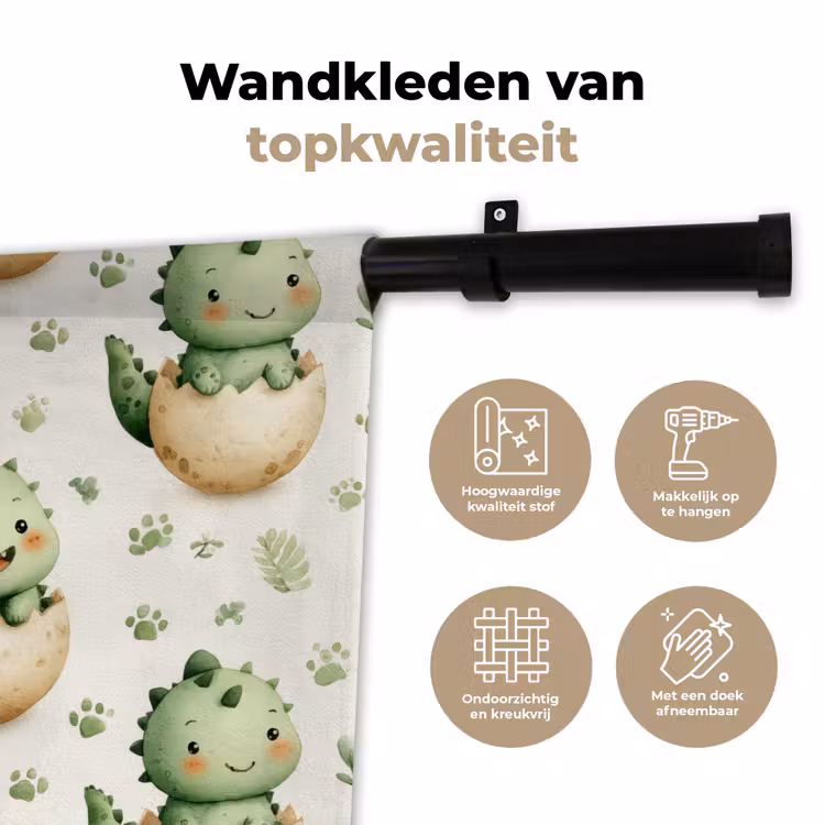 Dino - Eieren - Groen Wandkleed katoen klein 269 -sfeer2