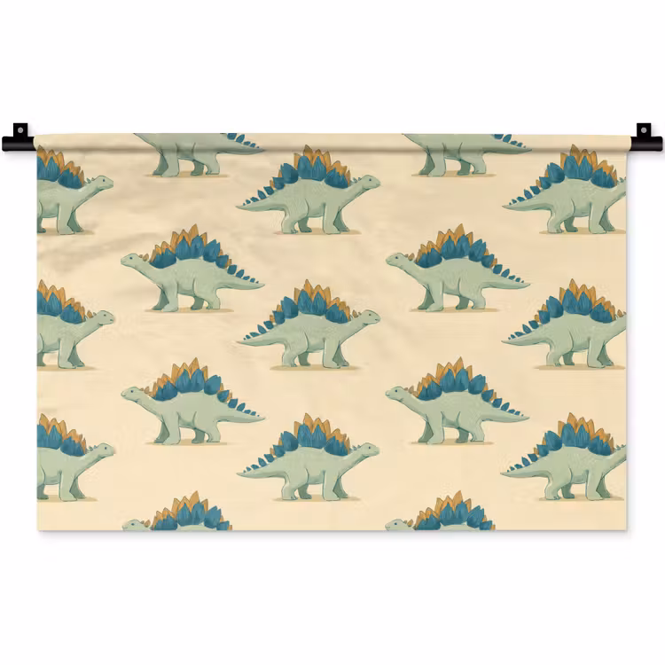 Dino - Patroon - Groen Wandkleed katoen klein 269 -zz3d