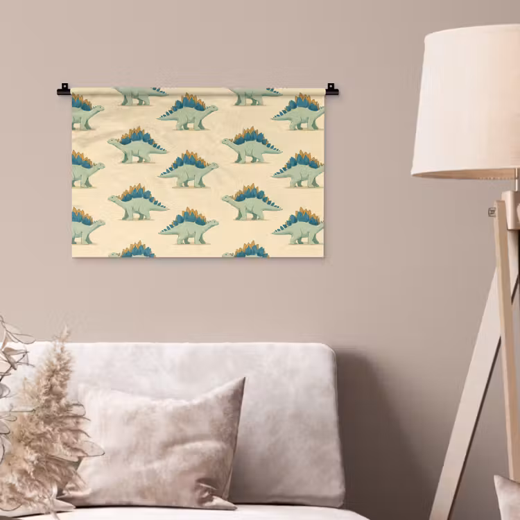 Dino - Patroon - Groen Wandkleed katoen klein 269 -sfeer4