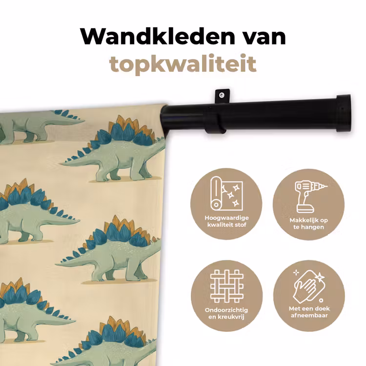 Dino - Patroon - Groen Wandkleed katoen klein 269 -sfeer2