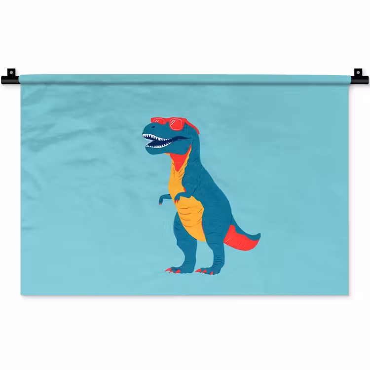 Dinosaurus - Blauw - Zonnebril Wandkleed katoen klein -zz3d