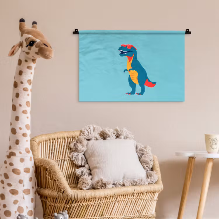 Dinosaurus - Blauw - Zonnebril Wandkleed katoen klein -wsfeer5_kind