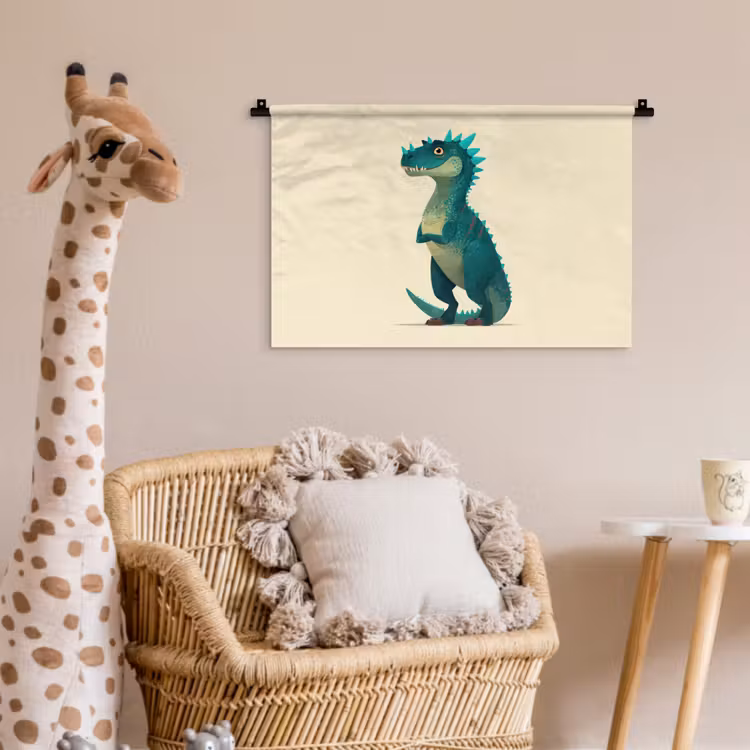 Dinosaurus - Turquoise - Stekels Wandkleed katoen klein -wsfeer5_kind