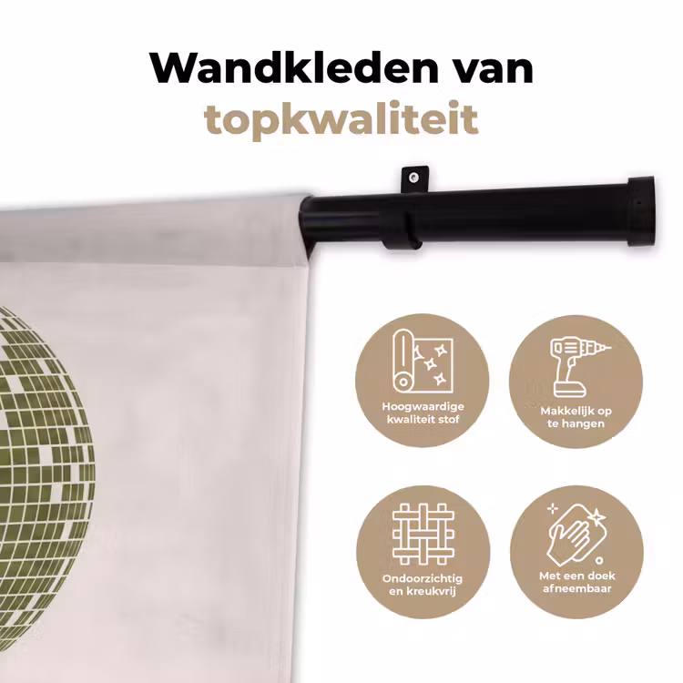 Disco - Bal - Groen - Abstract - Modern Wandkleed katoen klein -sfeer2