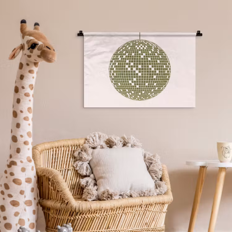 Disco - Bal - Groen - Abstract - Modern Wandkleed katoen klein -wsfeer5_kind