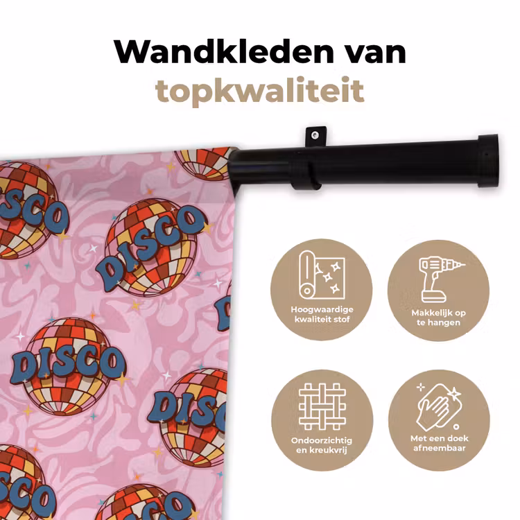 Disco - Bal - Patroon - Roze Wandkleed katoen klein 269 -sfeer2