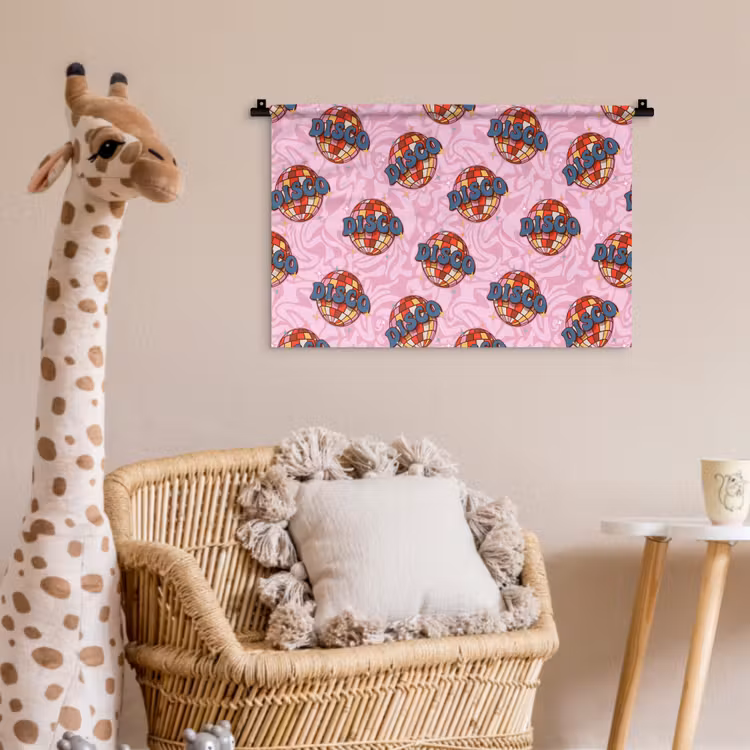 Disco - Bal - Patroon - Roze Wandkleed katoen klein 269 -wsfeer5_kind