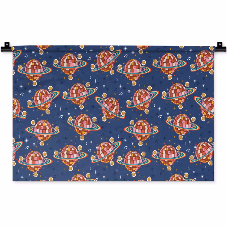 Disco - Blauw - Patroon Wandkleed katoen klein 269 -zz3d