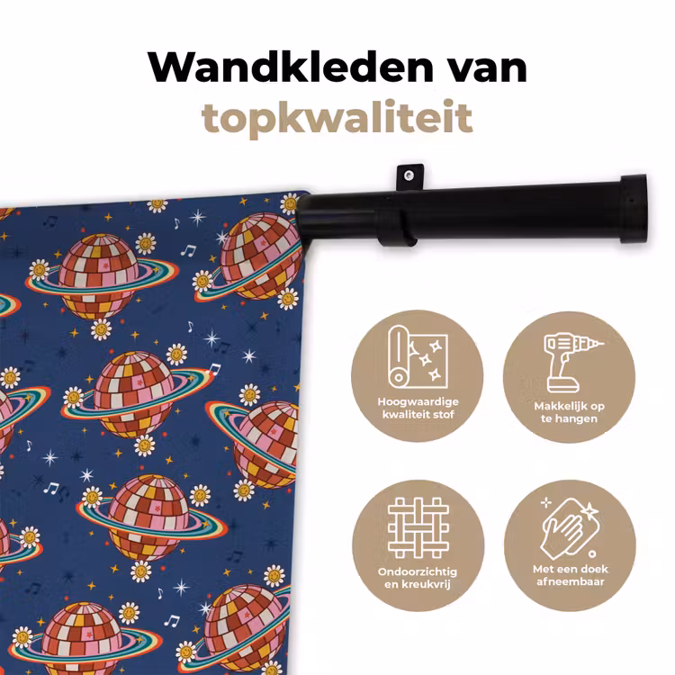 Disco - Blauw - Patroon Wandkleed katoen klein 269 -sfeer2