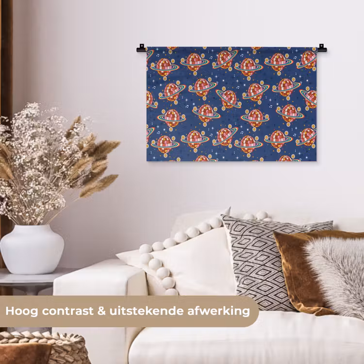 Disco - Blauw - Patroon Wandkleed katoen klein 269 -sfeer1