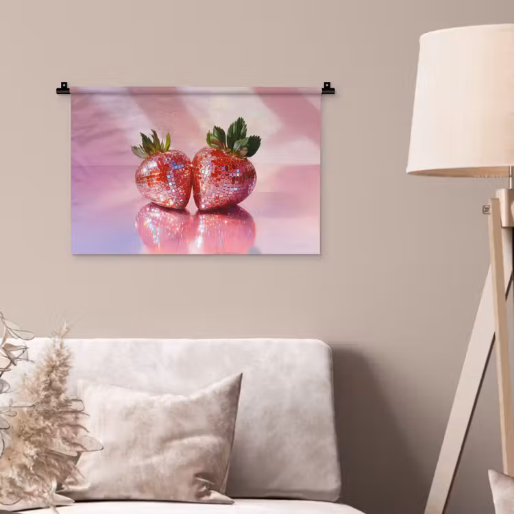 Disco - Fruit - Glitter - Strawberry Wandkleed katoen klein -sfeer4