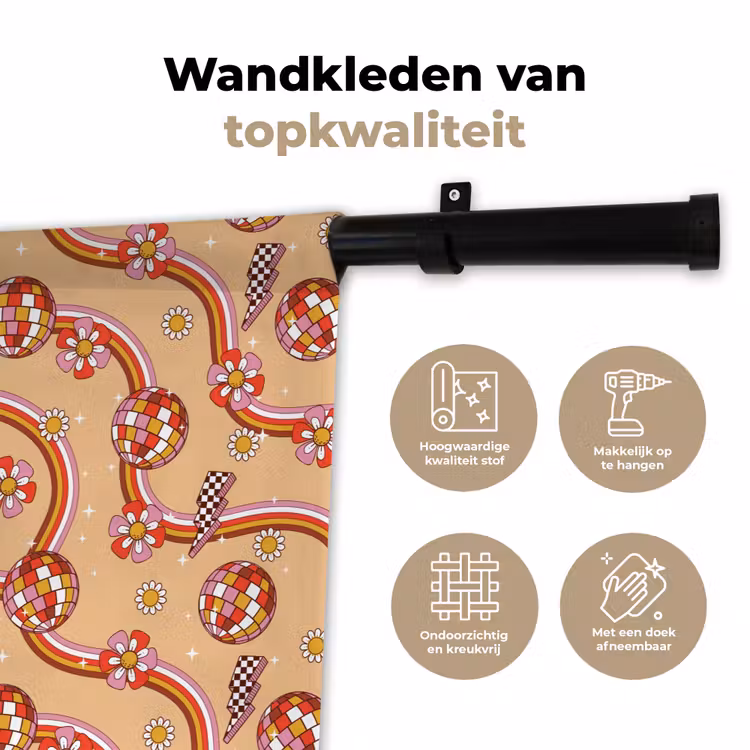 Disco - Patroon - Lijnen Wandkleed katoen klein 269 -sfeer2