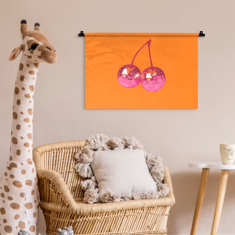 Discoballen - Kers - Spiegels - Roze Wandkleed katoen klein -wsfeer5_kind