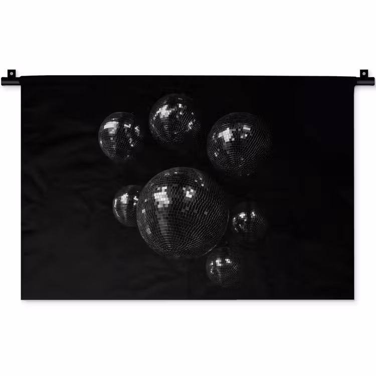 Discoballen - Minimalistisch - Zwart Wandkleed katoen klein -zz3d