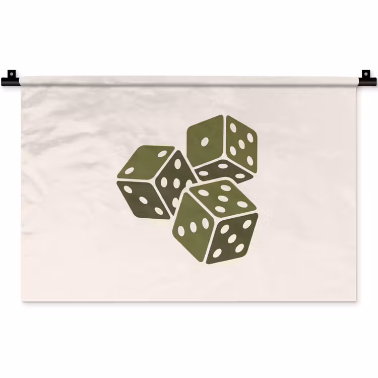 Dobbelsteen - Spel - Groen - Abstract Wandkleed katoen klein -zz3d