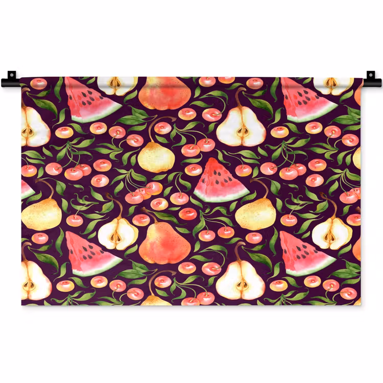 Donker - Bladeren - Fruit - Patroon Wandkleed katoen klein 269 -zz3d