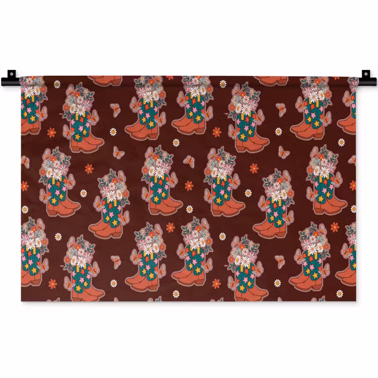 Donker - Cowboy - Laars - Patroon Wandkleed katoen klein 269 -zz3d