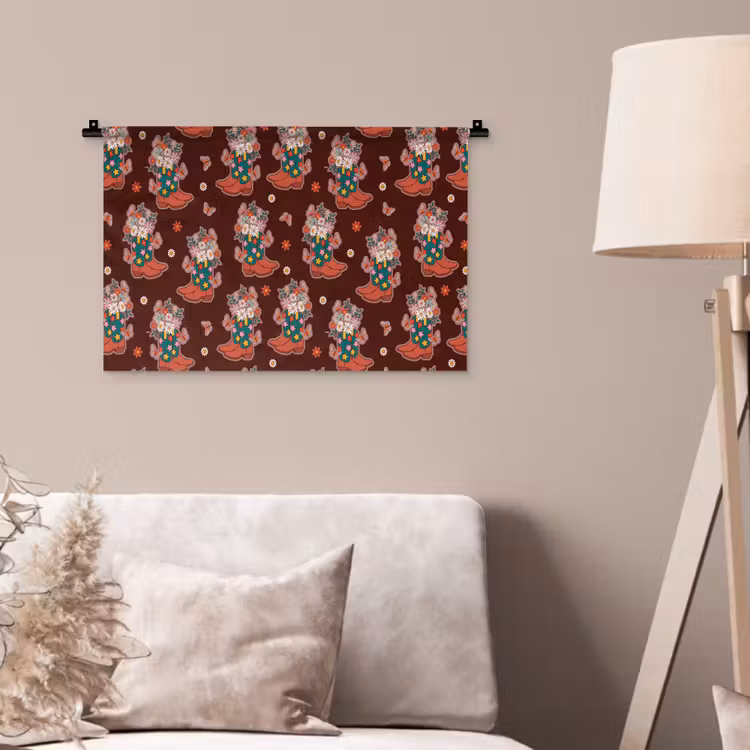 Donker - Cowboy - Laars - Patroon Wandkleed katoen klein 269 -sfeer4