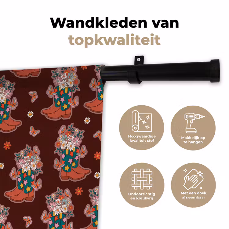 Donker - Cowboy - Laars - Patroon Wandkleed katoen klein 269 -sfeer2