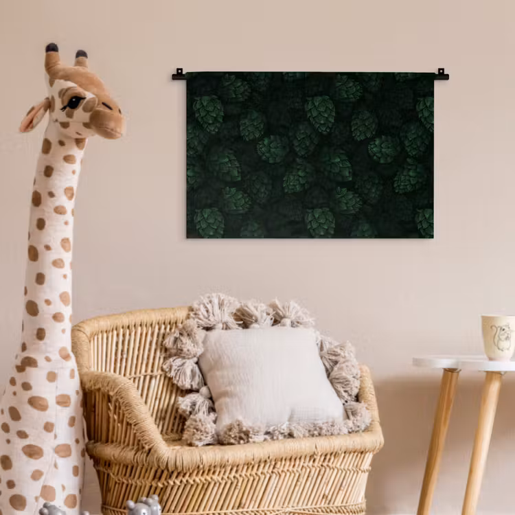 Donker - Groen - Hopbellen - Botanisch - Illustratie Wandkleed katoen klein 269 -wsfeer5_kind