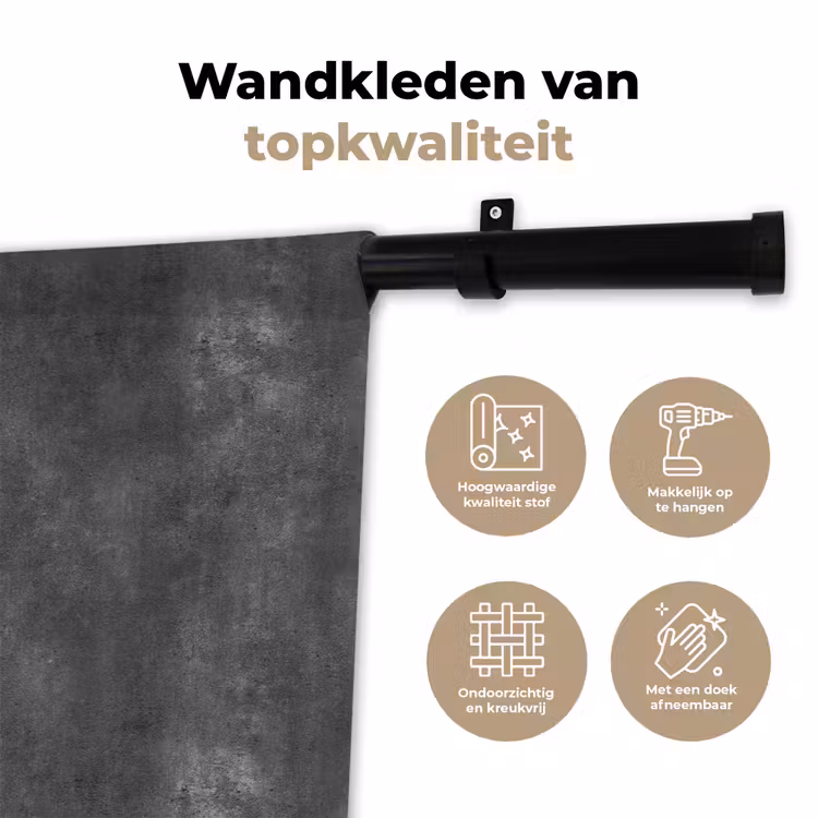 Donkergrijs - Ruw - Beton Wandkleed katoen klein 269 -sfeer2