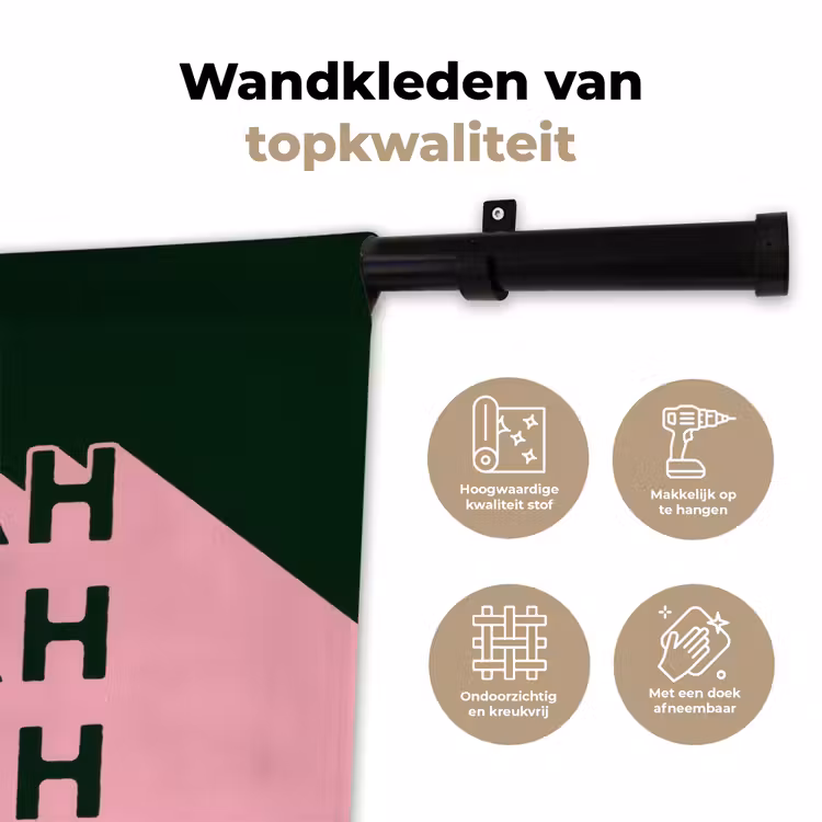 Donkergroen - Tekst - Schaduw - Grafisch Wandkleed katoen klein -sfeer2