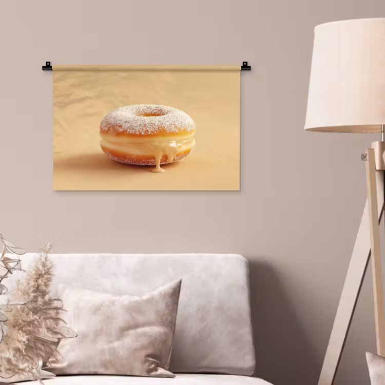 Donut - Romig - Poedersuiker - Beige Wandkleed katoen klein -sfeer4