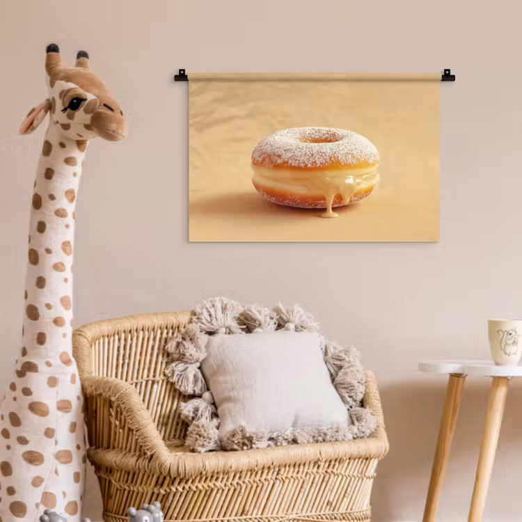 Donut - Romig - Poedersuiker - Beige Wandkleed katoen klein -wsfeer5_kind