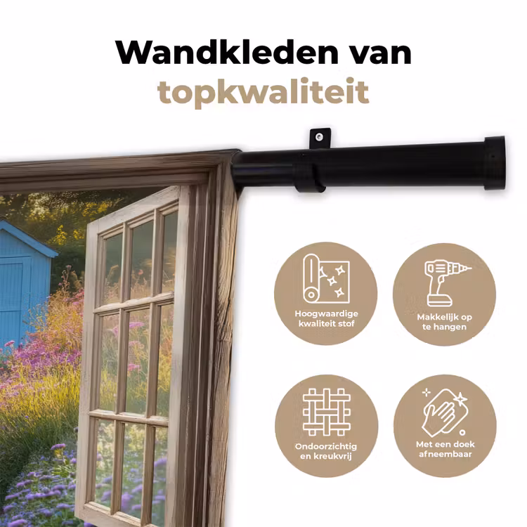 Doorkijk - Bloemen - Raam - Natuur Wandkleed katoen klein -sfeer2