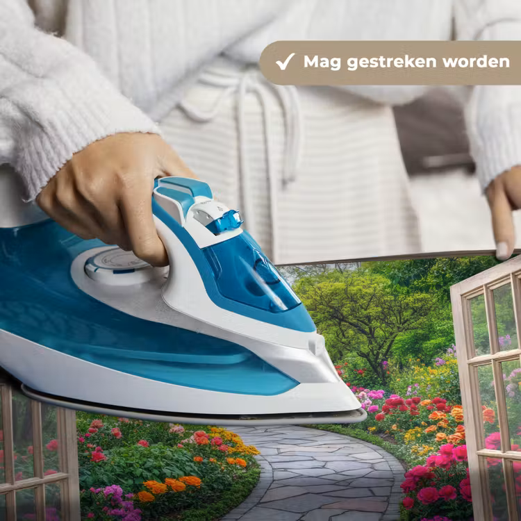 Doorkijk - Bloemen - Tuinpad - Natuur - Raam Wandkleed katoen klein -sfeer9