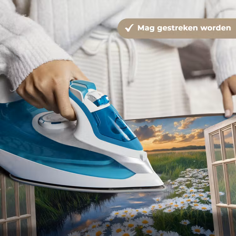 Doorkijk - Landschap - Raam - Water - Zonsondergang Wandkleed katoen klein -sfeer9