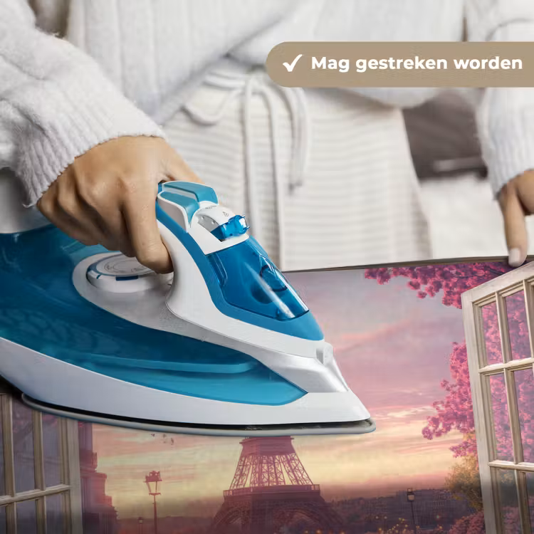 Doorkijk - Parijs - Eiffeltoren - Roze - Kersenbloesem Wandkleed katoen klein -sfeer9