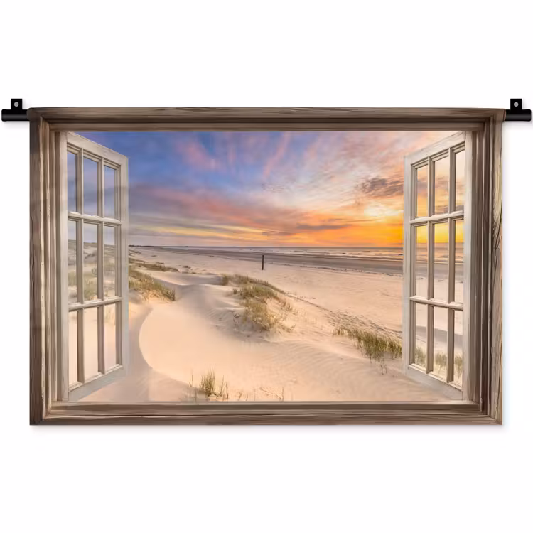 Doorkijk - Strand - Duinen - Natuur - Landschap Wandkleed katoen klein -zz3d