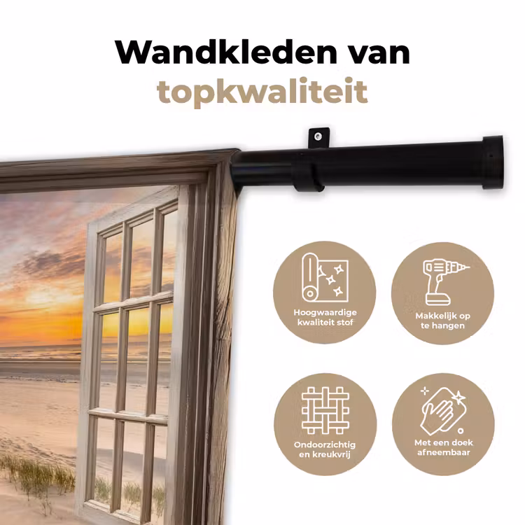 Doorkijk - Strand - Duinen - Natuur - Landschap Wandkleed katoen klein -sfeer2