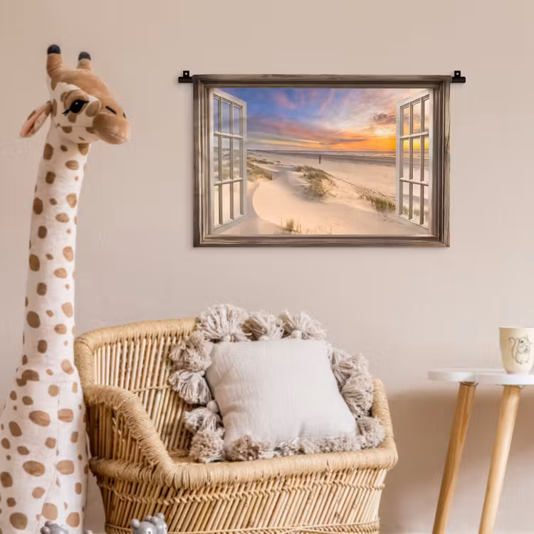 Doorkijk - Strand - Duinen - Natuur - Landschap Wandkleed katoen klein -wsfeer5_kind