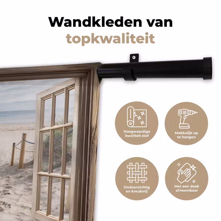 Doorkijk - Strand - Duinen - Pad - Landschap Wandkleed katoen klein -sfeer2