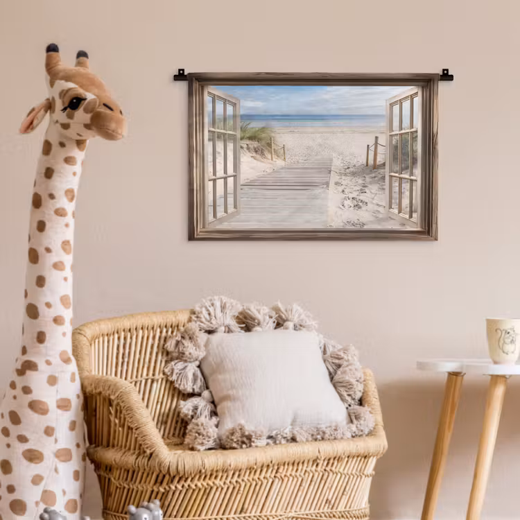 Doorkijk - Strand - Duinen - Pad - Landschap Wandkleed katoen klein -wsfeer5_kind