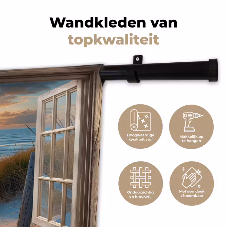 Doorkijk - Strand - Pad - Zonsondergang Wandkleed katoen klein -sfeer2