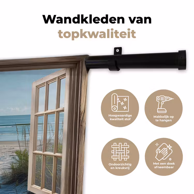 Doorkijk - Strandstoelen - Duinen - Zee - Natuur Wandkleed katoen klein -sfeer2