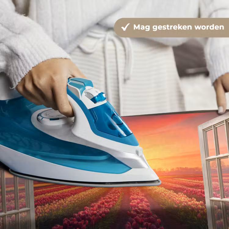 Doorkijk - Tulpen - Zonsondergang - Bloemen - Kleurrijk Wandkleed katoen klein -sfeer9