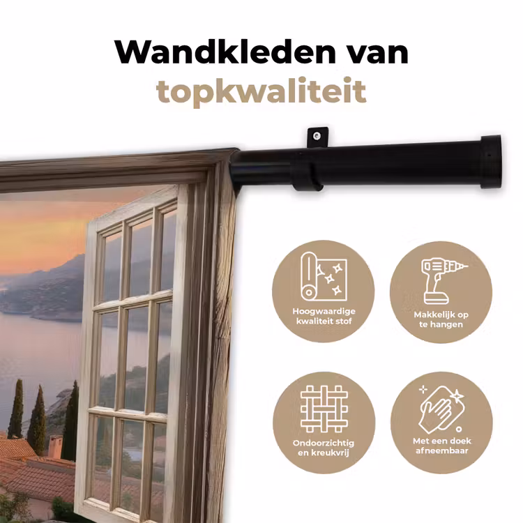 Doorkijk - Uitzicht - Meer - Landschap Wandkleed katoen klein -sfeer2