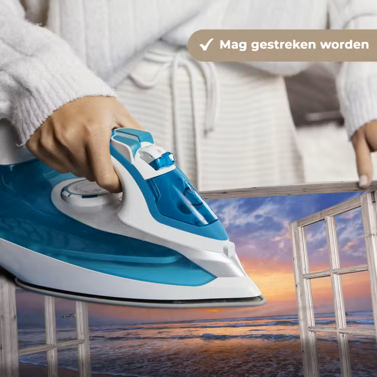 Doorkijk - Zee - Strand - Zonsondergang - Blauw Wandkleed katoen klein -sfeer9