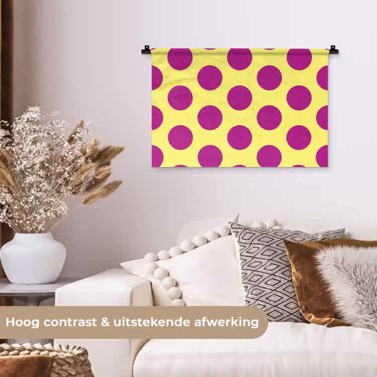 Dots - Klassiek - Geel Wandkleed katoen klein 269 -sfeer1